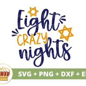 Huit nuits folles SVG | Joyeux Hanoucca PNG, Hanoucca, juif, étoile de David, Menorah, vacances, conception de tasse de t-shirt pour enfants, fichier de coupe Cricut