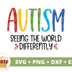 Autism Seeing The World Differently SVG | Autism Awareness svg, Mom Teacher Puzzle Piece, Education Shirt Cricut Cut File PNG clipart dxf