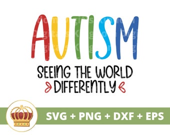 Autismo ver el mundo de manera diferente SVG / Conciencia del autismo svg, mamá maestra pieza de rompecabezas, camisa educativa Cricut Cut File PNG clipart dxf