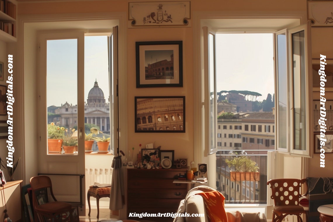 Workspace View Rome Rome Window Virtual Background | Modern Zoom Background, Home Office ...