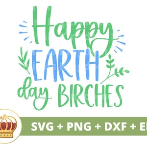 Happy Earthday Birches SVG | Dag van de aarde, Recycling, Veganistisch, Natuur, Moeder Aarde, Prullenbak, Tree Hugger PNG-shirt Cricut gesneden bestand silhouet