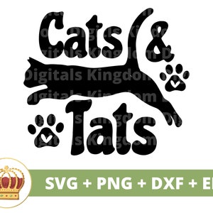 Chats et tatouages SVG | Tatouages tatoués Cool Kitty Lover PNG Crazy Cat Mom Mama Lady Mignon Chaton Pet Vector Funny Gift T Shirt Mut Cricut Cut File