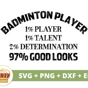 Jogador de badminton SVG | Raquete de bola de tênis engraçado treinador esportivo mãe pai vida menina menino mulher atleta de fitness camisa design caneca arquivo de corte cricut