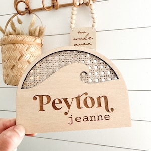 Ocean Wave Faux Rattan Arch Baby Name Sign, Nautical Name Tag, Surfer Name Sign, Wave Name Sign, Rattan Name Sign