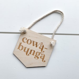 Cowabunga Mini Pennant Wooden Room Sign, Nursery Décor, Surfer Room, Nautical Nursery, Beach Decor, Surf Nursery