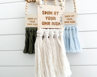 Swim At Your Own Risk Hanging Nursery Sign, Nautical Nursery Decor, Ocean Baby, Ocean Theme Nursery, Sea Themed Decor, Sea Theme Classroom