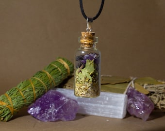 anti bad vibes wearable spell jar necklace