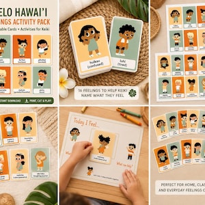 Gefühls-Zuordnungsspiel für Vorschulkinder | Gefühls-Memory-Spiel zum Ausdrucken | ʻŌlelo Hawaiʻi Hawaiianische Aktivität zur Förderung der sozialen und emotionalen Entwicklung | Calm Corner Homeschool PreK