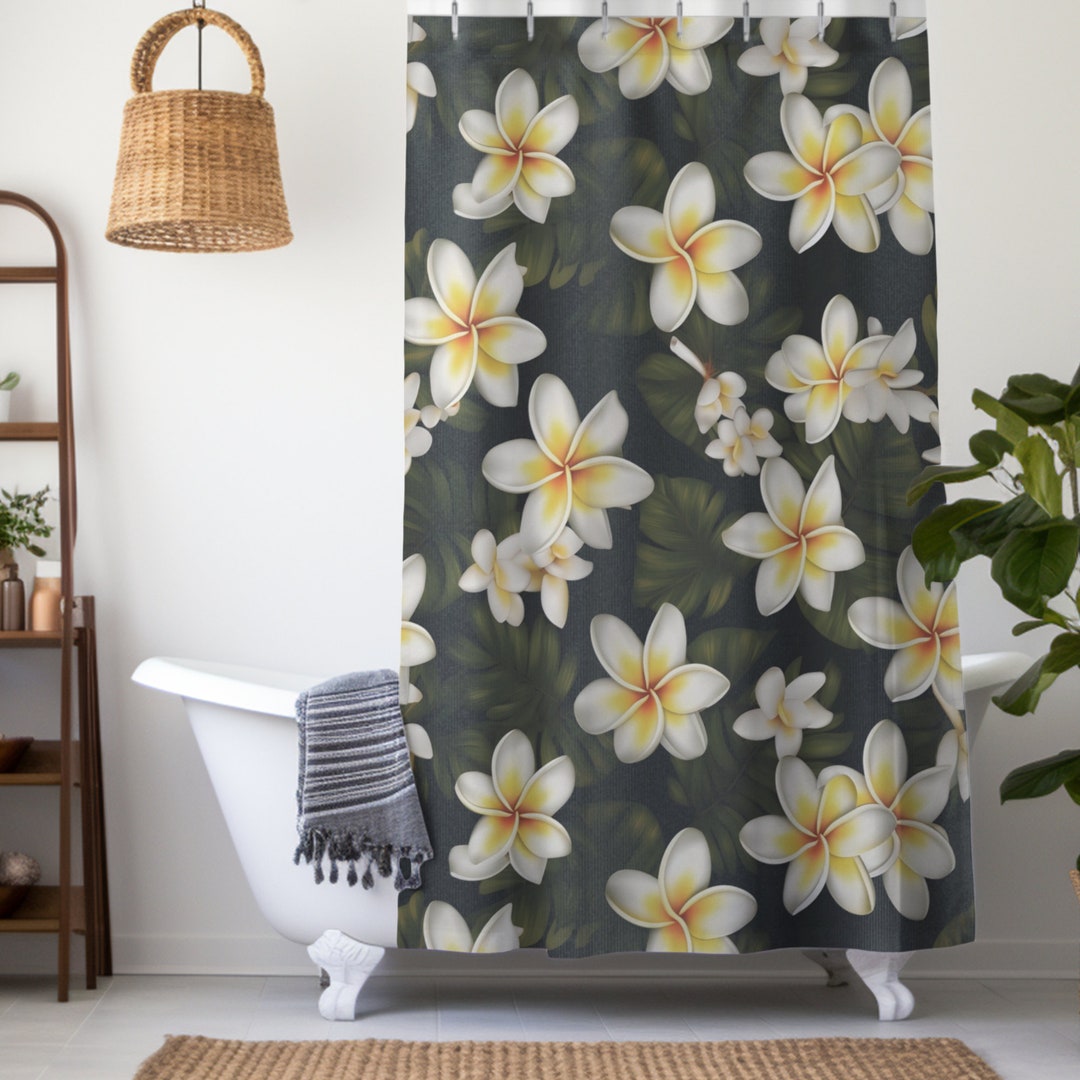 Tropical Floral Shower Curtain Vibrant Bathroom Decor New Etsy