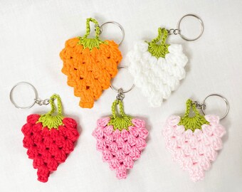 Crochet Strawberry Keyring | Handmade Keyring | Crochet Bag Charm