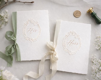 Individuell gestaltetes Ehegelübdebuch, 3D-geprägtes handgeschöpftes Papier, einzigartige handgeschriebene Gelübde, personalisiertes Geschenk für Braut und Bräutigam, Erinnerungsstück an die Zeremonie