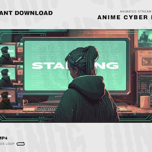 Anime Animated Stream Screens Package / Anime Cyber Link / Twitch Overlay Lofi / Twitch Overlay Anime