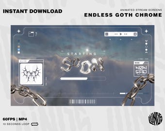 Gothic Animated Stream Screens / Endless Goth Chrome / Twitch Overlay Lofi / Halloween