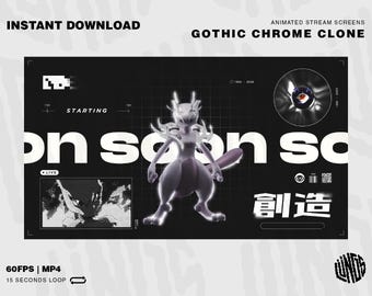 Gothic Animated Stream Screens Package / Chrome Clone / Twitch Overlay Lofi / Twitch Overlay Anime