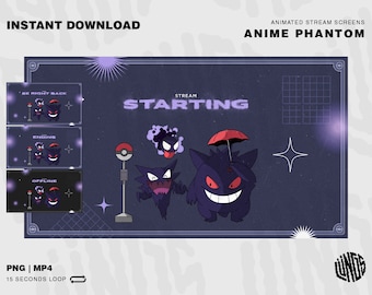 Anime Animated Stream Screens Package / Anime Phantom / Twitch Overlay Lofi / Twitch Overlay Anime
