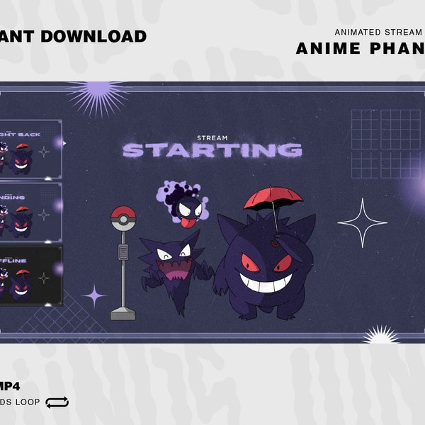 Anime Animated Stream Screens Package / Anime Phantom / Twitch Overlay Lofi / Twitch Overlay Anime