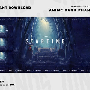 Anime Animated Stream Screens Package / Anime Dark Phantom / Twitch Overlay Lofi / Twitch Overlay Anime