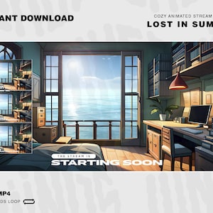 Cozy Summer Animated Stream Screens Package / Lost in SUMMER / Twitch Overlay Lofi / Twitch Overlay Cozy