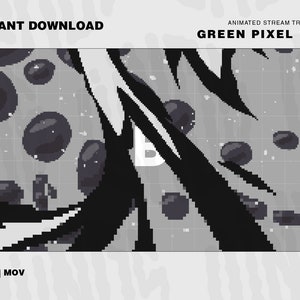 Puede incluir: Transici&oacute;n animada de flujo con un efecto de fuego pixelado verde. El fuego se representa como una imagen pixelada en blanco y negro con un dise&ntilde;o abstracto en espiral. El texto "GREEN PIXEL FIRE" se muestra encima de la imagen.
