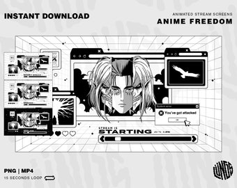 Anime Animated Stream Screens Package / Anime Freedom / Twitch Overlay Lofi / Twitch Overlay Anime