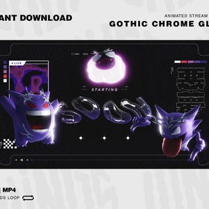 Gothic Animated Stream Screens Package / Chrome Phantom / Twitch Overlay Lofi / Twitch Overlay Anime