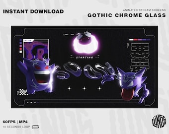 Gothic Animated Stream Screens Package / Chrome Phantom / Twitch Overlay Lofi / Twitch Overlay Anime