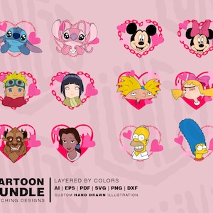 Cartoon Bundle / Valentine's Day / ai, pdf, eps, svg, png, dxf