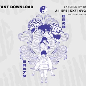 Anime Girl / Anime Svg / ai, eps, dxf, svg, png
