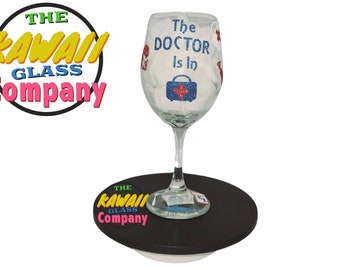 Medical Doctor Glitter Vinyl With Stem Wine Glass