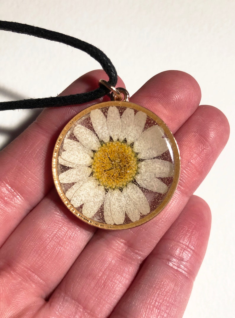 White Flower Resin Pendant