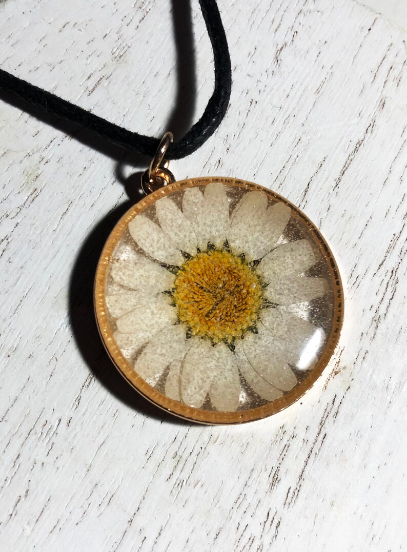 White Flower Resin Pendant