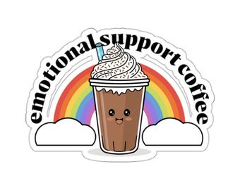 感情サポートコーヒーステッカー：レインボーアイスコーヒーデカール