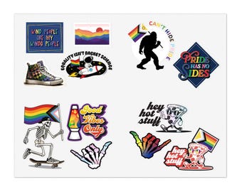 LGBTQプライドステッカーシート：レインボーデカール、ラップトップステッカー