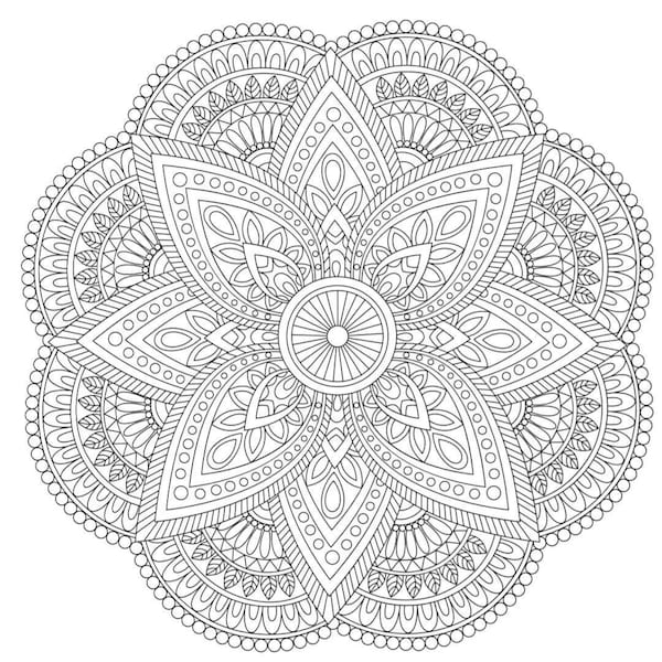 15 Page Printable Mandala Coloring Book - Flower Mandala Design - Coloring Books For Adults - Instant Digital Download