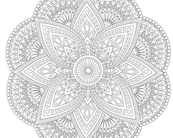 15 Page Printable Mandala Coloring Book - Flower Mandala Design - Coloring Books For Adults - Instant Digital Download