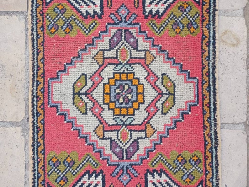 Handmade Rug Decor Rug Home Rug Floor Rug Boho Rug Bathroom Rug DECORAT\u0130ON !! Turkish Rug Small Rug Vintage Rug Red Rug 3.2x1.7 FT !