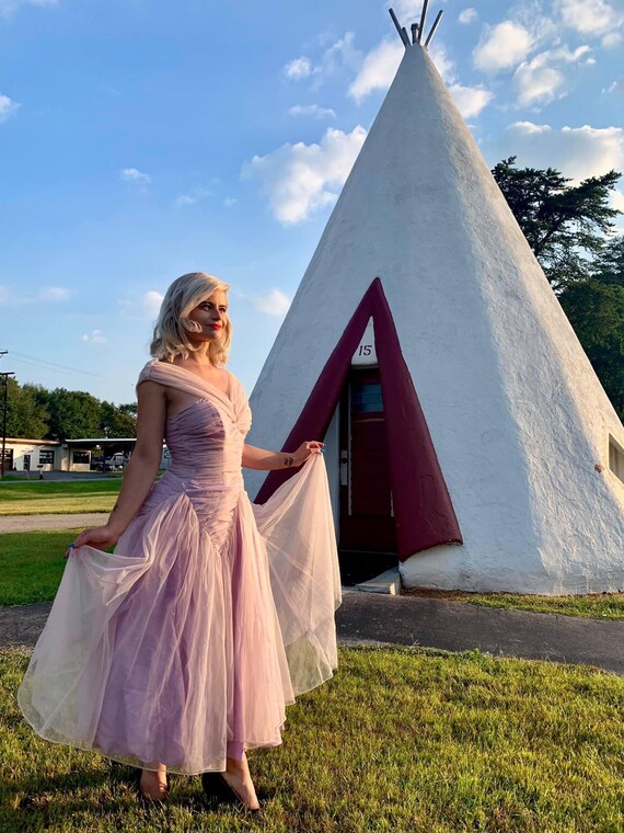 1950s Emma Domb Lilac Chiffon Gown