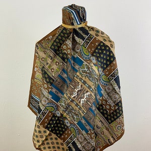 Vintage 60s Multi Colors Print And Graphic Silk Japanese Scarf BY ECHO, Bohemian Scarves. Elegant Scarf.
