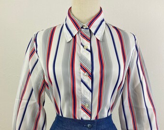 ORGUE Stripe frill collar blouse【Gray】 Joules Mae Frill Neck Shirt Navy Stripe