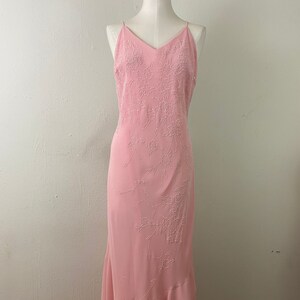 Vintage Early 90s Embellished Peach Maxi Formal Low Back Cut Imperio Sexy Dress By JULIET, PLUS SIZE Formal Sexy Dress, Size-2xl image 1