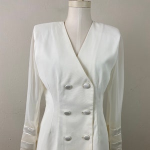 Vintage 90s Marilyn Graham Beige Chiffon Sleeves Elegant Sophisticate Party Cocktail Formal Blazer, Formal Event Beige Tailored Blazer