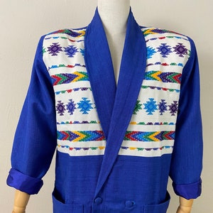 Vintage 80s Embroidered Blazer: Ixmucane Native Indian Design, Oversized Fit