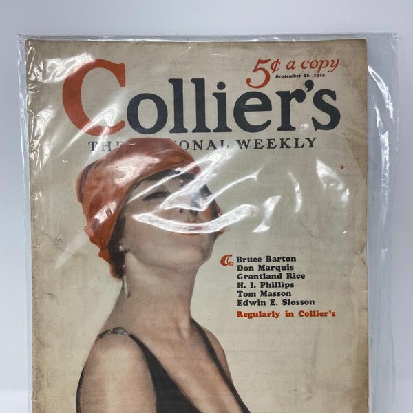 Antique 1925 Colliers September 26 Magazine / Oval cover and Texaco Advertising