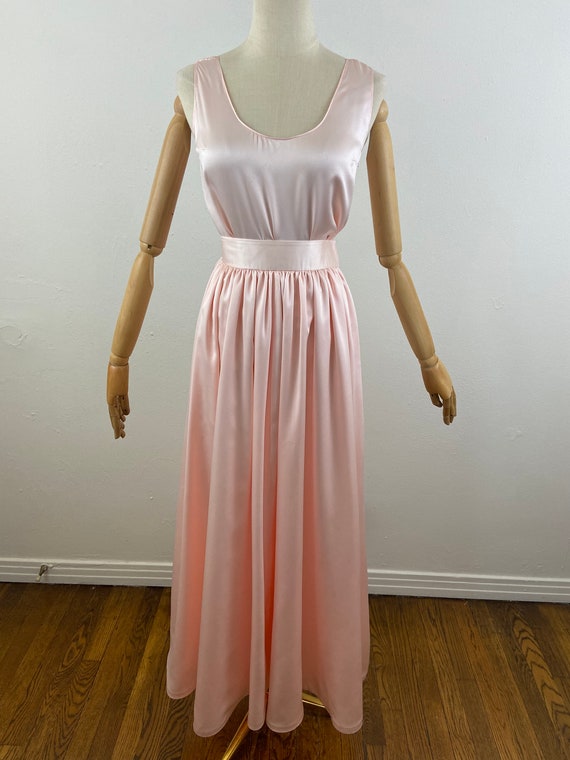 Vintage 80s Haute Couture Design Apricot Peach Ev… - image 2