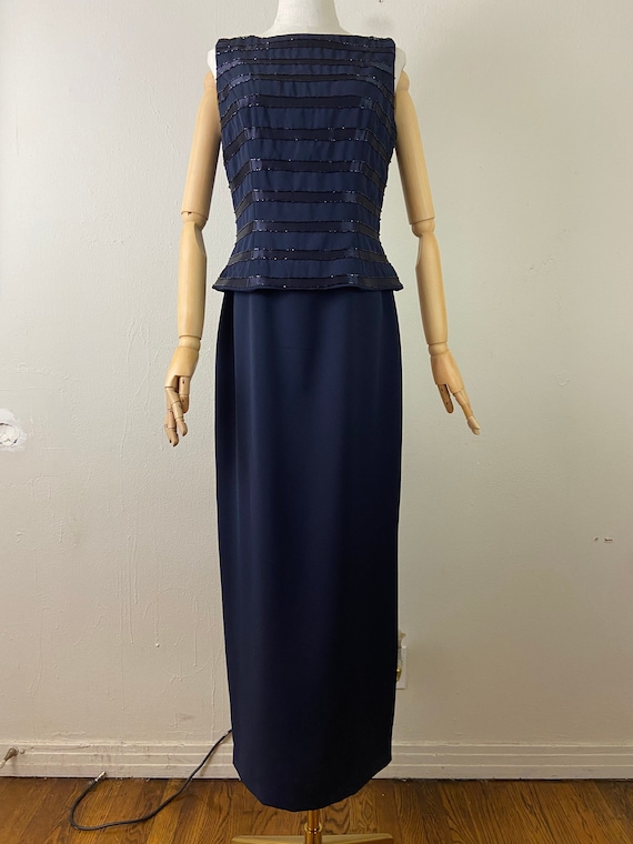 Vintage 80s Sleeveless Maxi Formal Night Evenings… - image 1