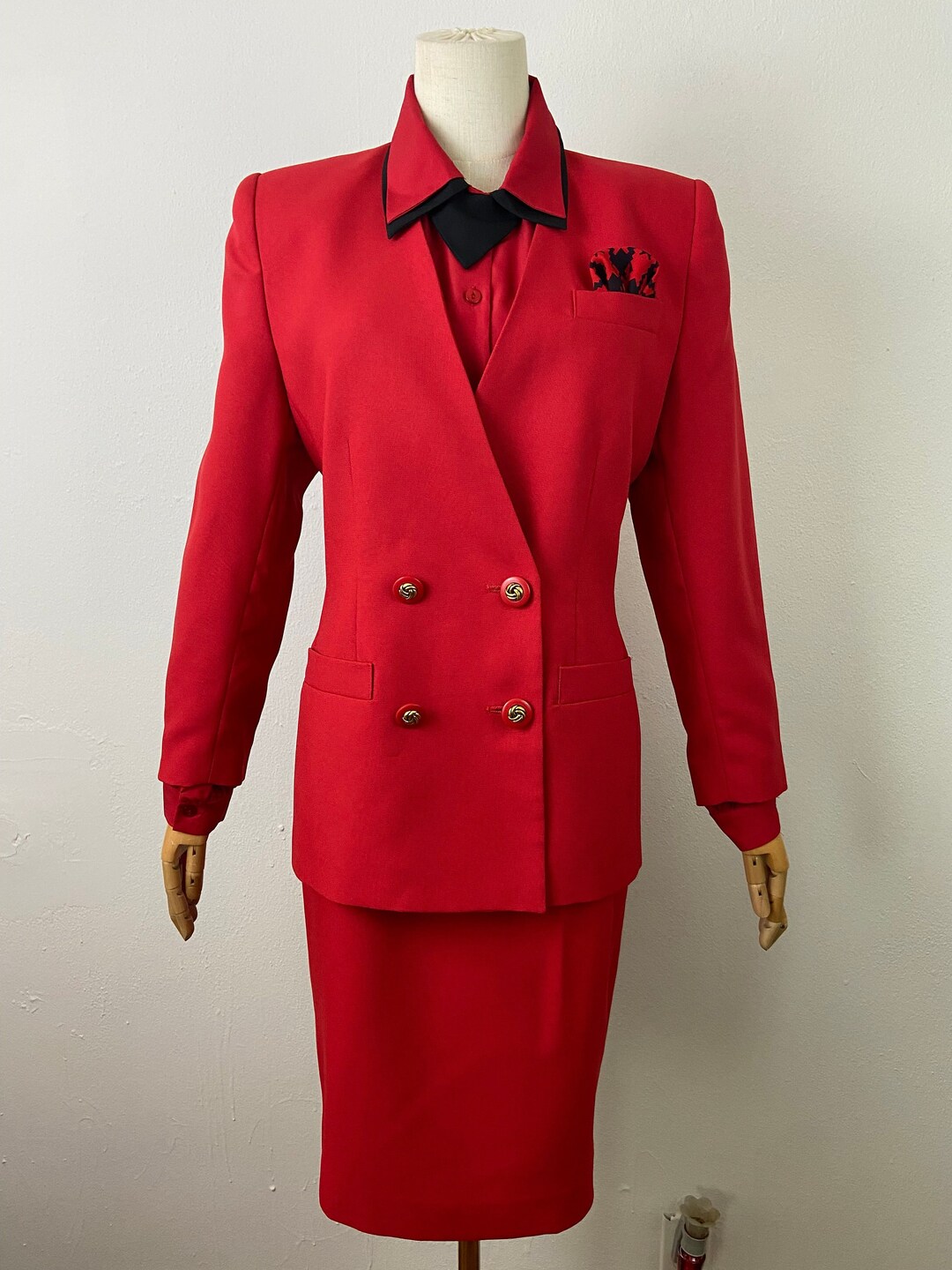Vintage 1980s Sophie Sitbon Burgundy Wool Pant Suit, Tapered