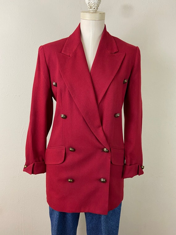 Vintage 80s Avant Garde Burgundy Tailored Long Cut