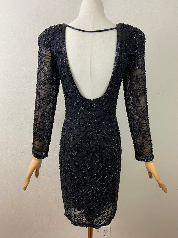 Vintage 80s OLEG CASSINI Embellished Black Cockta… - image 8