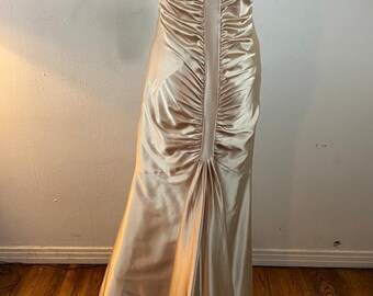 Vintage 80s Jessica Mcclintock Gold Satin Formal Dress: Art Deco Style -  Etsy