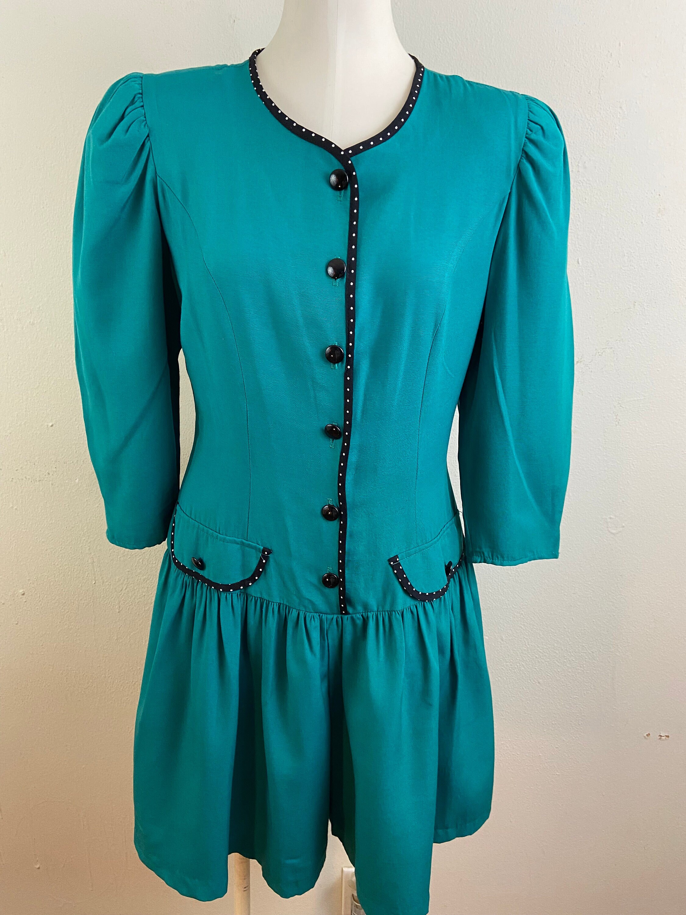 Emerald Green Polka Dot Dress - Etsy